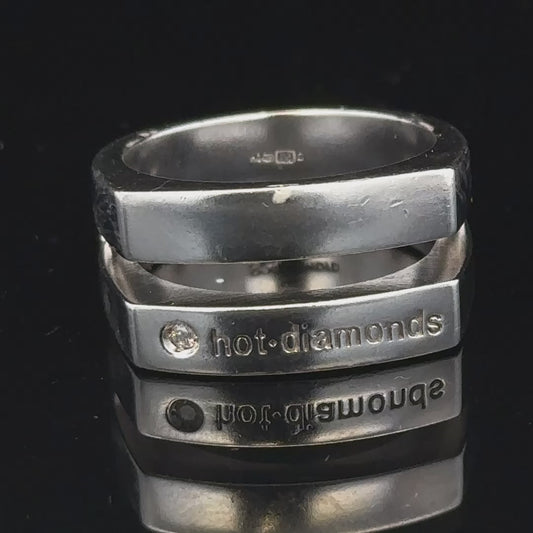 Silver hot.diamond ring size R1/2 (sh26613b)