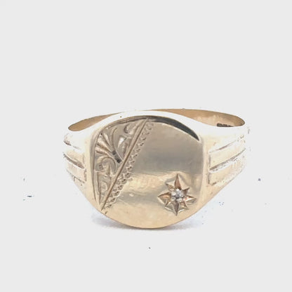 9ct yellow gold diamond ring size T (sh26429b)