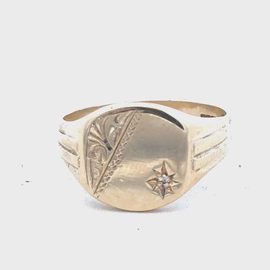 9ct yellow gold diamond ring size T (sh26429b)