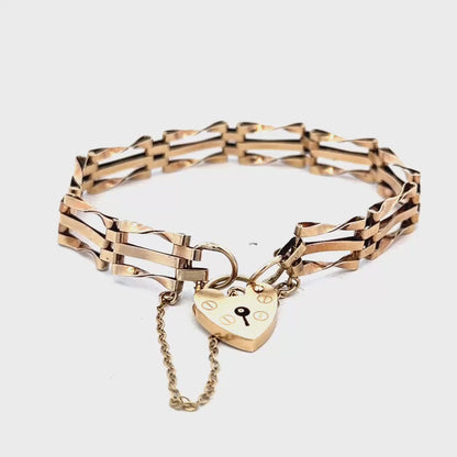 9ct yellow gold gate bracelet 8.4g (sh26572b)