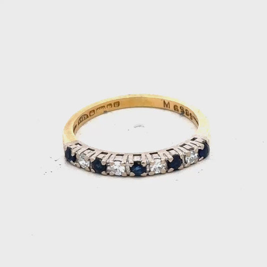 18ct yellow gold Sapphire and diamond ring size L1/2