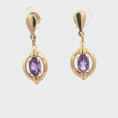 9ct yellow gold amethyst earrings 2.1g (sh25035l)