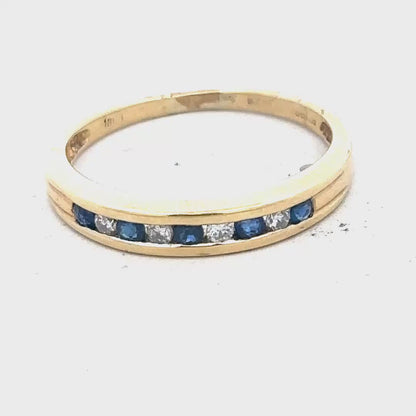 18ct Yellow Gold Sapphire And Diamond Ring Size S 3.3g