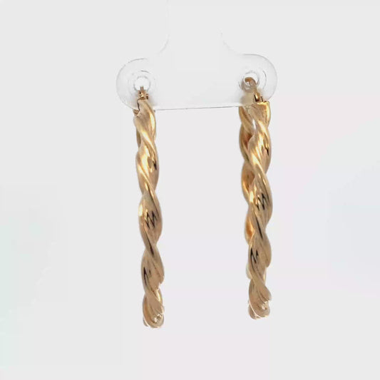 9ct yellow gold hoop earrings 3g (sh27504b)