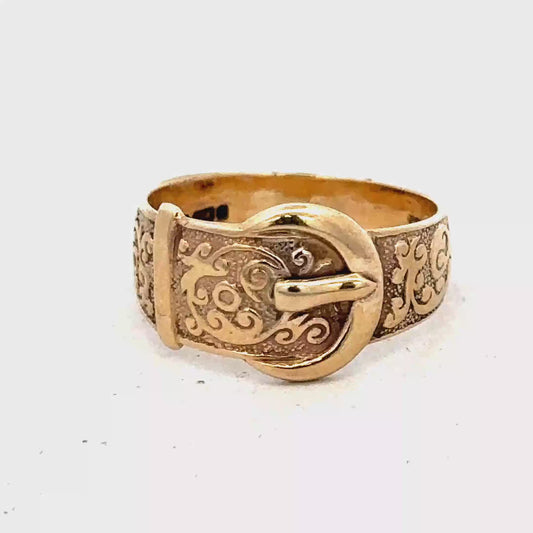 9ct yellow gold buckle ring size N (sh25610l)