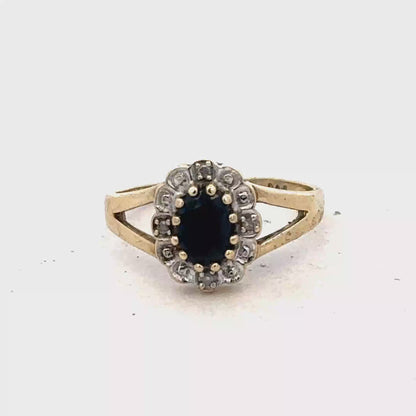 9ct yellow gold sapphire and diamond ring size K (sh25594l)