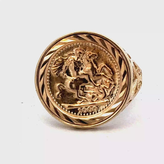 9ct yellow gold ring size O (sh27507b)