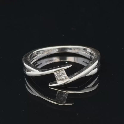 9ct white gold diamond ring size O