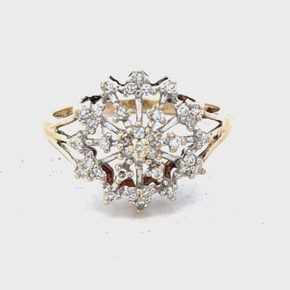 9ct Yellow Gold Diamond Ring Size M1/2 2.4g
