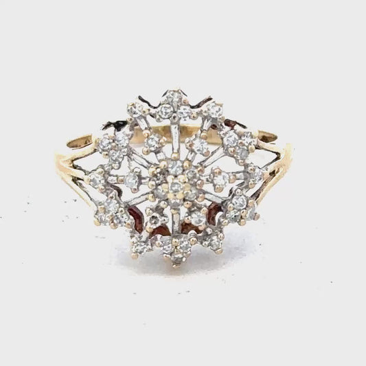 9ct Yellow Gold Diamond Ring Size M1/2 2.4g