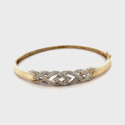 9ct yellow gold diamond bangle 10g (sh25136l)