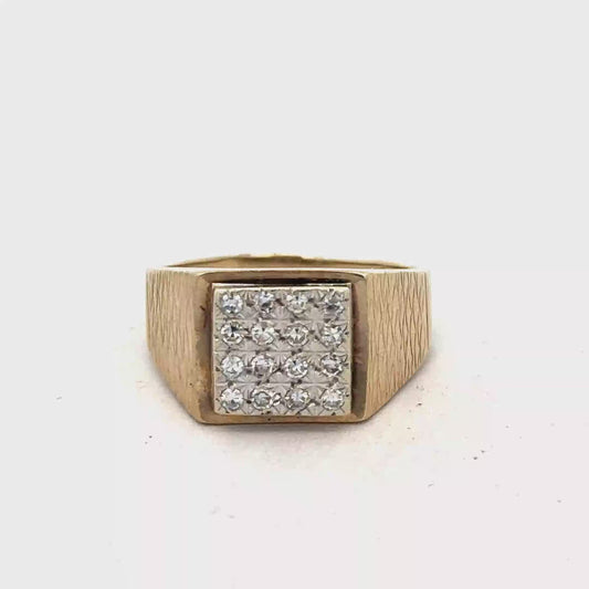 9ct yellow gold diamond signet ring size V (sh27493b)