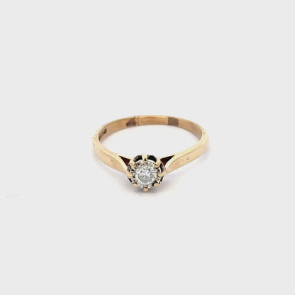 9ct yellow gold diamond ring size R (sh26562b)