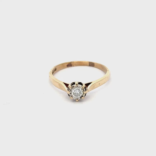 9ct yellow gold diamond ring size R (sh26562b)