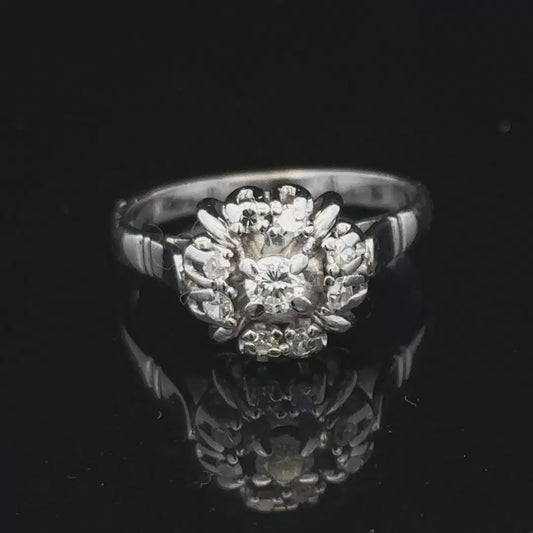 9ct white gold cluster diamond ring sh26395b
