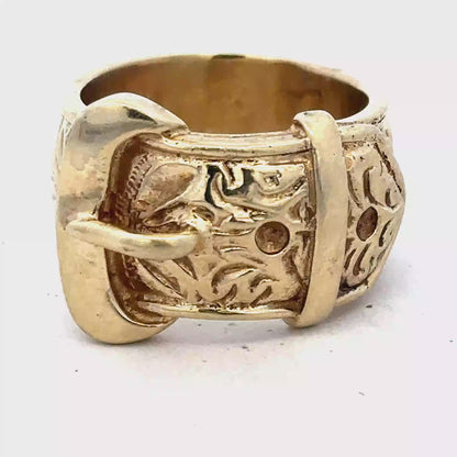 9ct yellow gold buckle ring size X (sh27487b)
