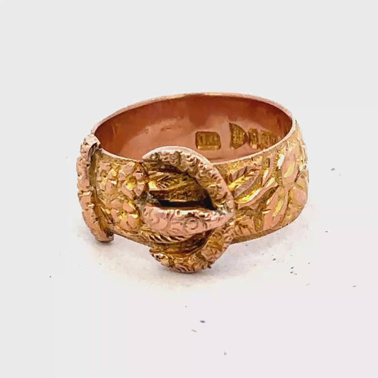 9ct yellow gold buckle ring size J1/2 (sh27399b)