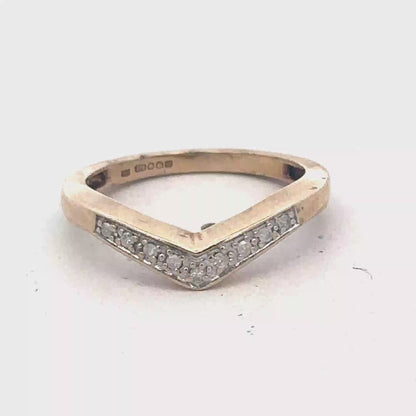 9ct yellow gold diamond wishbone ring sh26774b