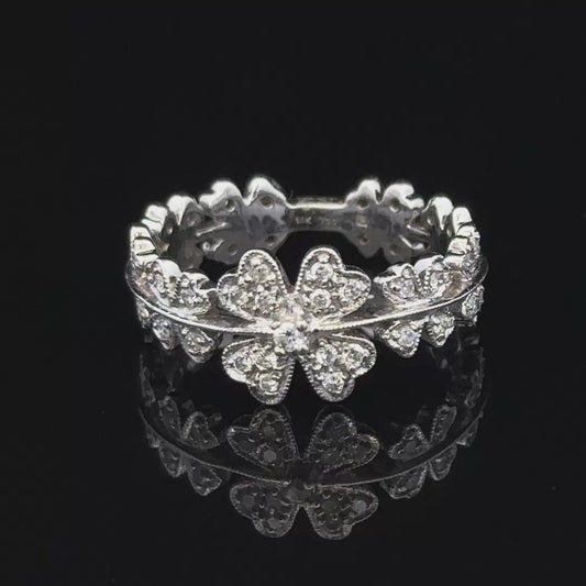 18ct white gold diamond ring size N