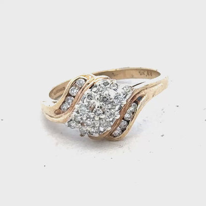 9ct yellow gold 0.26 caret diamond ring size P (sh21619l)