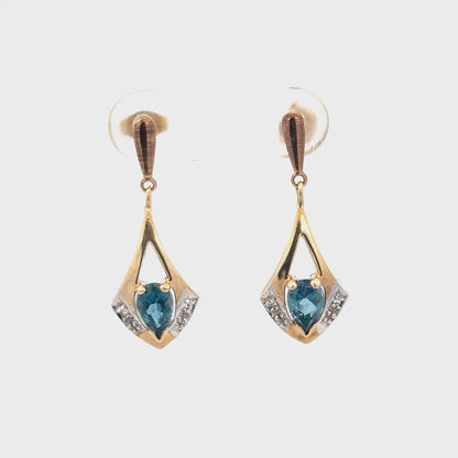 9ct yellow gold diamond earrings 1.6g (sh25036l)