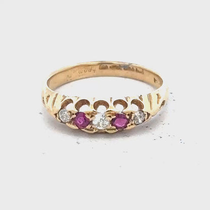 18ct yellow gold diamond and ruby ring size N (sh22572l)