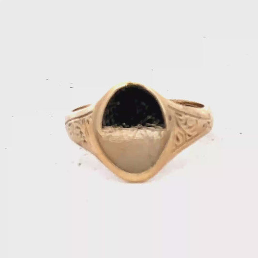 9ct yellow gold signet ring size P (sh27381b)