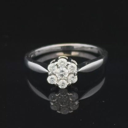 9ct white gold diamond cluster ring size O 1/2