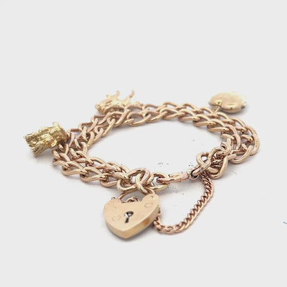 9ct yellow gold charm bracelet 28.5g (sh25087l)
