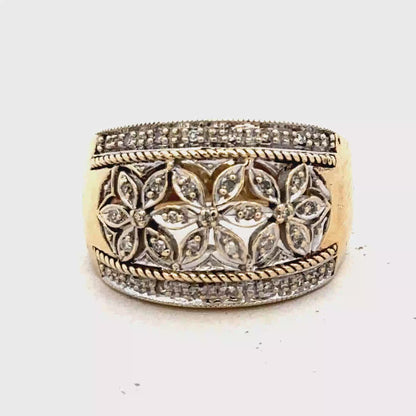 9ct yellow and white gold diamond ring  sh27468b
