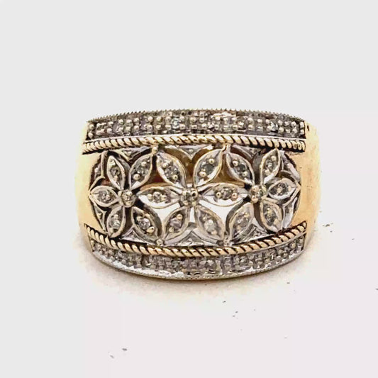 9ct yellow and white gold diamond ring  sh27468b