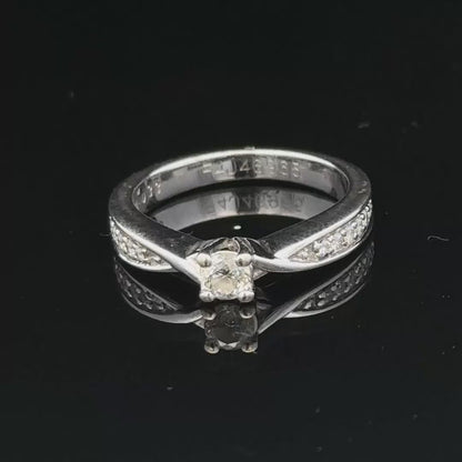 18ct white gold 1/3 caret diamond ring size J