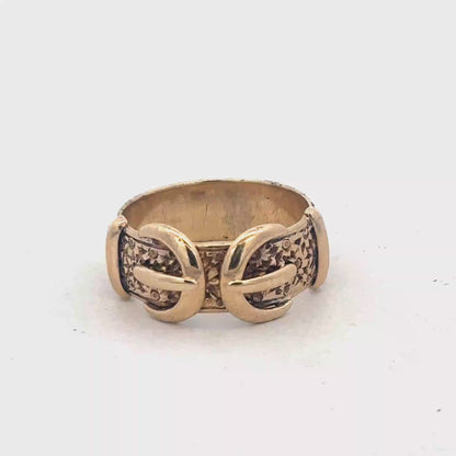 9ct yellow gold buckle ring size S1/2 (sh27367b)
