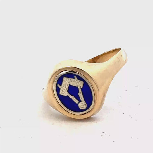 9ct yellow gold masonic ring size W (sh27520b)