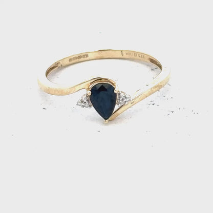 9ct yellow gold diamond ring size P (sh26623b)