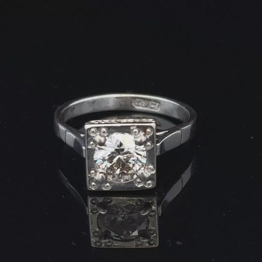 18ct White Gold 0.89ct Diamond Ring , Size L , 3.9g
