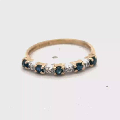 9ct yellow gold sapphire and diamond ring size M (sh26839b)