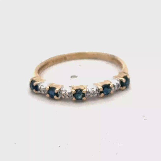 9ct yellow gold sapphire and diamond ring size M (sh26839b)