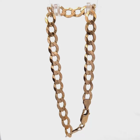 9ct yellow gold curb bracelet 7.7g (sh26861b)