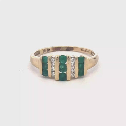 9ct yellow gold Emerald and diamond ring sh26971b