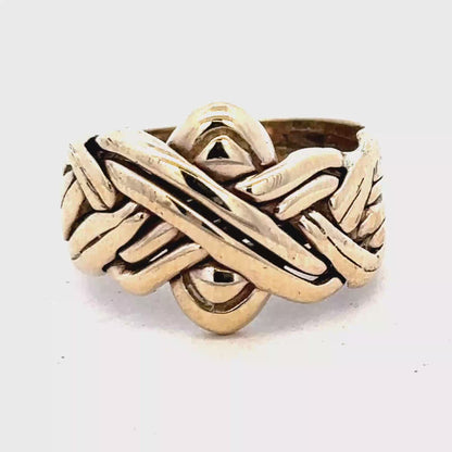 9ct yellow gold puzzle ring size U (sh27212b)