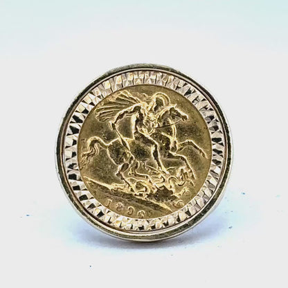 9ct yellow gold 1896 half Sovereign ring size M1/2 (sh900461l)