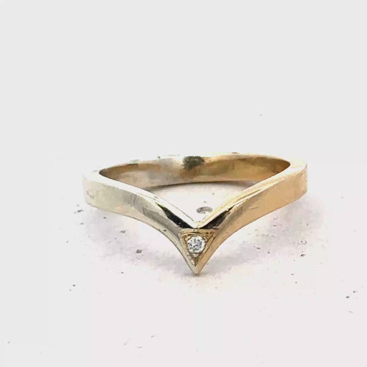 9ct yellow & white gold ring size M1/2 (sh27325b)