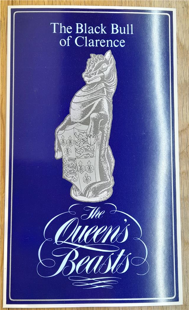 Reeves and Sons Queen's Beasts silver coin ingot with detailed design and inscriptions on shiny silver surface.