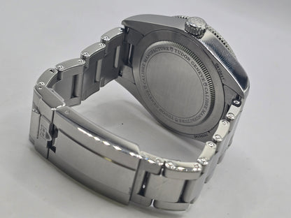 Tudor Black Bay 58 GMT Coke fullset watch with black and red bezel, stainless steel case, and black dial, 2024 model.
