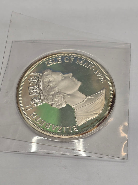 Silver King Arthur coin featuring a crown design, from Reeves and Sons, showcasing intricate details and a shiny silver finish.