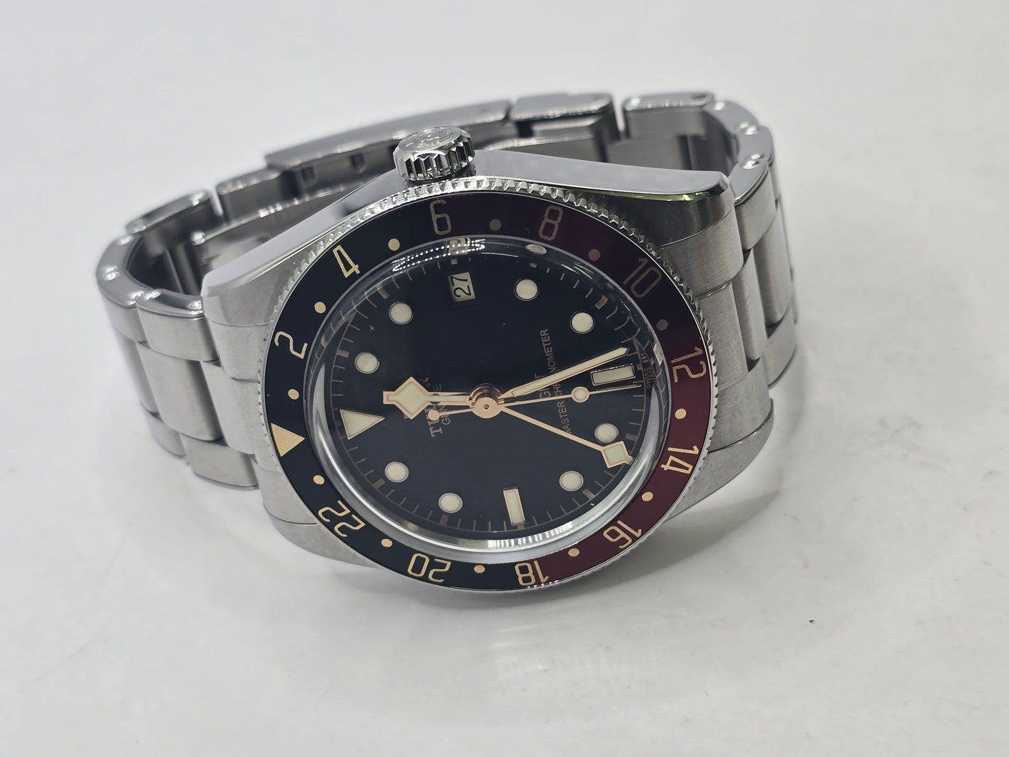 Reeves and Sons Tudor Black Bay 58 GMT Coke full set watch with black and red bezel, 2024 model, detailed close-up image.
