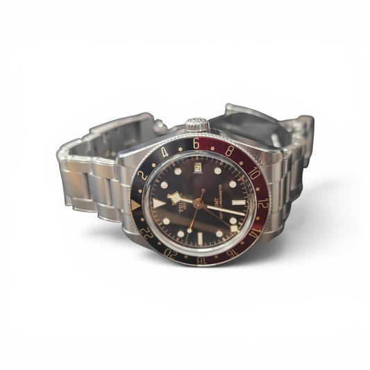 Tudor Black Bay 58 GMT Coke watch with black and red bezel, stainless steel bracelet, full set, 2024 model by Reeves and Sons