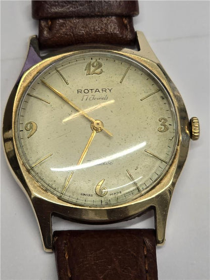 9ct yellow gold Rotary watch with a round dial and elegant design, showcasing the classic timepiece style.