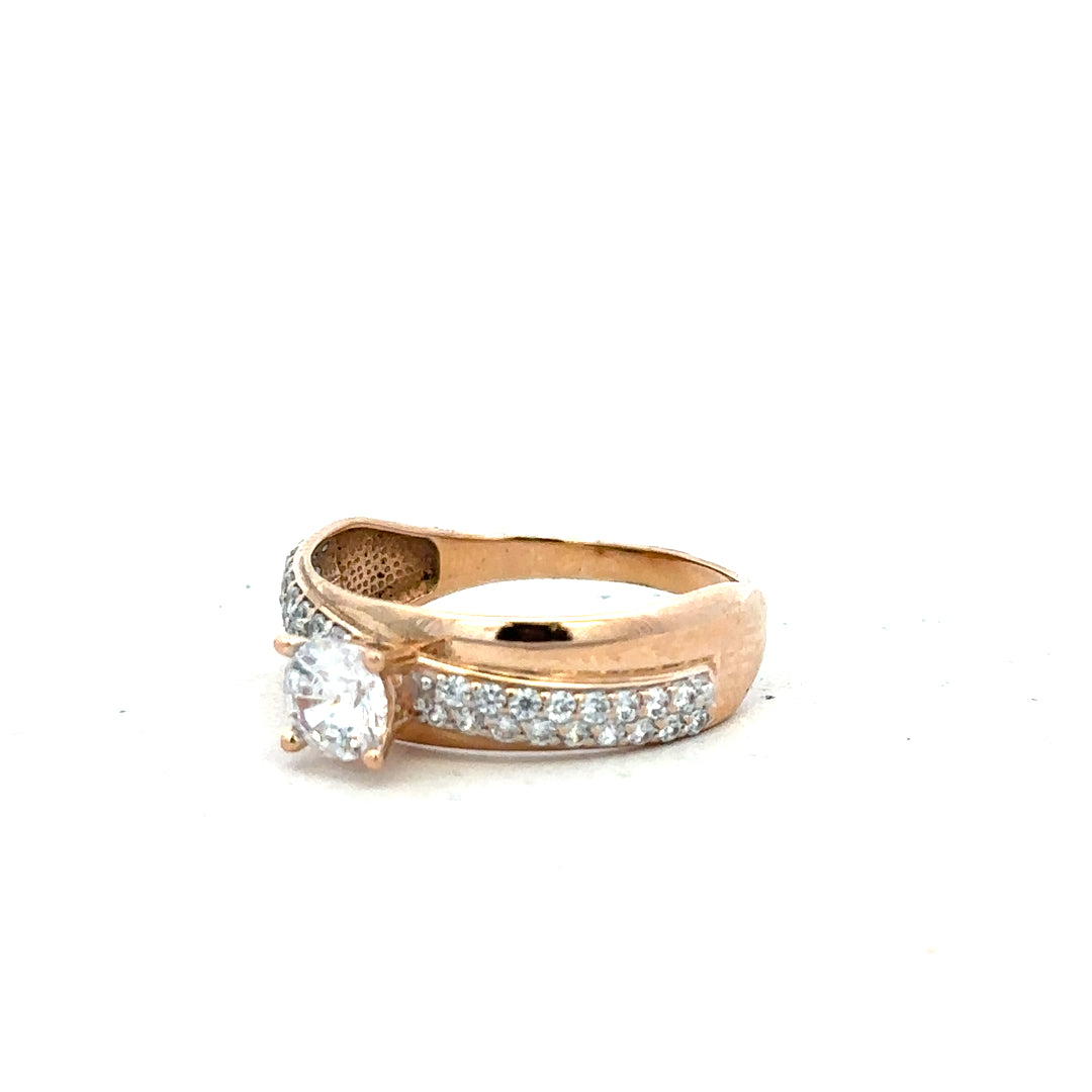 14ct gold ring size P with a smooth band, unbranded jewelry piece, showcasing its elegant design and polished finish.